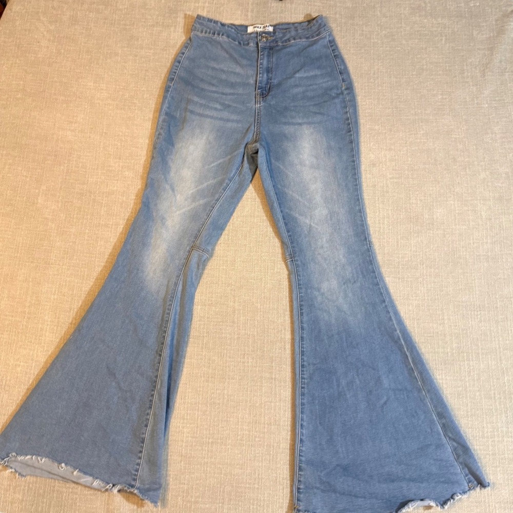 Wax Jean High Waisted Extreme Flare Bell Bottom Jeans 9/29 Light Wash Retro Boho